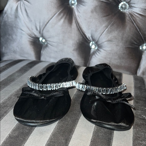 AZALEA WANG Midnight Glow Satin Crystal Ballet Flats 🩰 - Picture 5 of 9